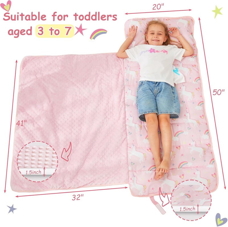 softan Toddler Nap Mat with Pillow and Blanket, Extra Large Rolled Napping Mats,Toddler Sleeping Bag for Daycare,Kids Sleeping Bags for Sleepover,Toddler Sleeping Bag Camping - Image 3